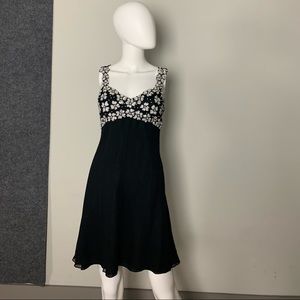 Black Silk Cocktail Dress w/ Hand Beading